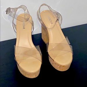 Soda Clear Strap Wedges